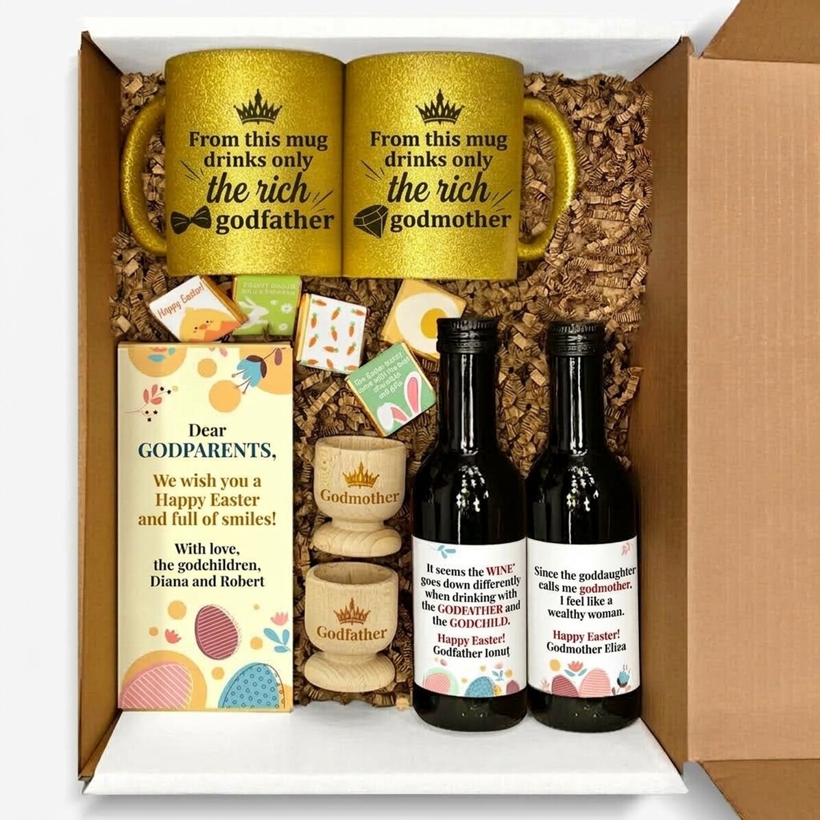 Gepersonaliseerde cadeauset voor peetouders - Vrolijk Pasen
