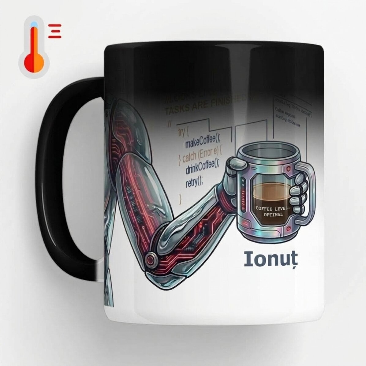 Op maat gemaakte thermosensitieve beker met tekst - Programmer
