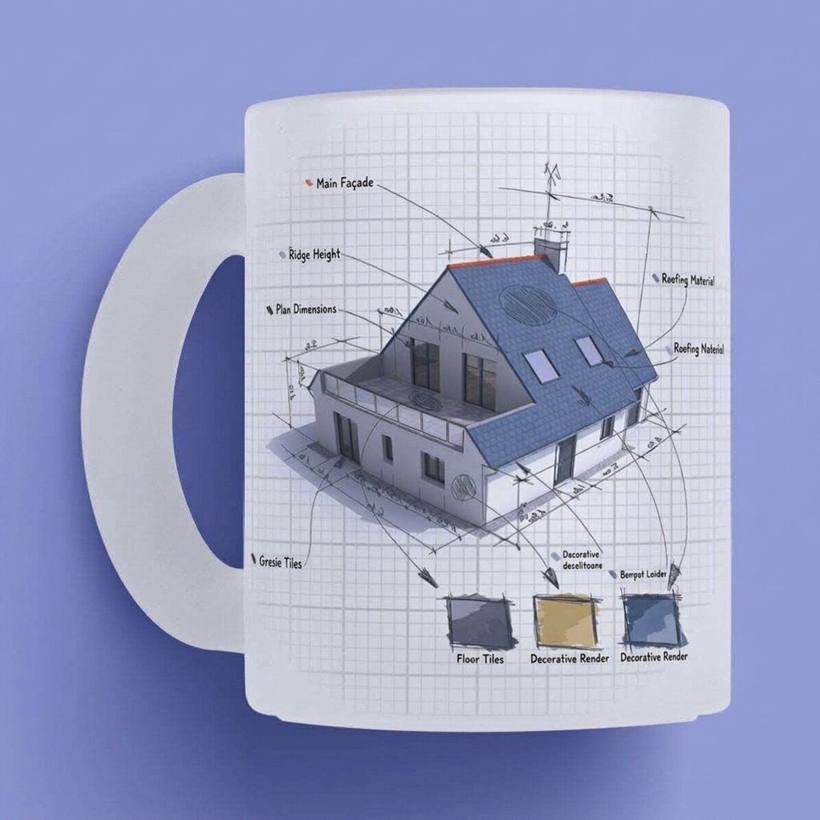 Gepersonaliseerde mok met tekst voor architecten
