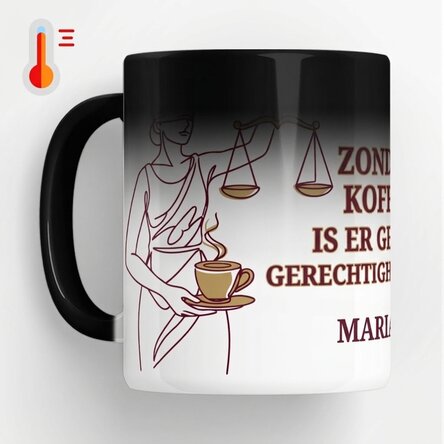Op maat gemaakte magische mok met tekst voor advocaten