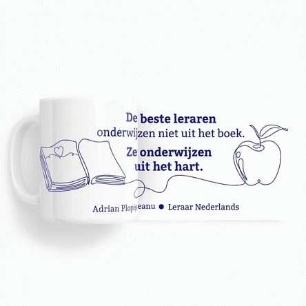 Gepersonaliseerde mok met tekst voor leraren