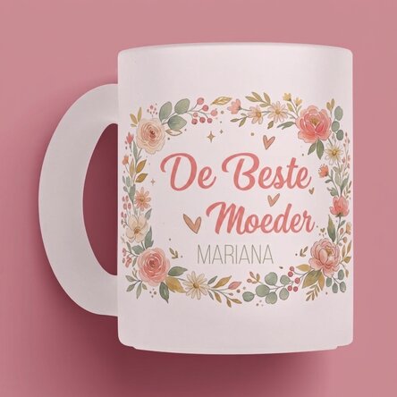 Gepersonaliseerde matte glazen mok met tekst - De beste moeder