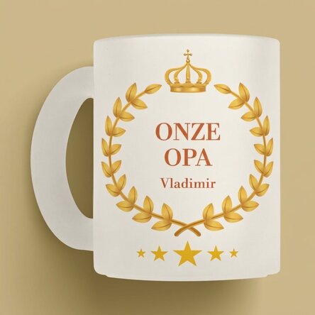 Gepersonaliseerde matte glazen mok met tekst - Onze grootvader