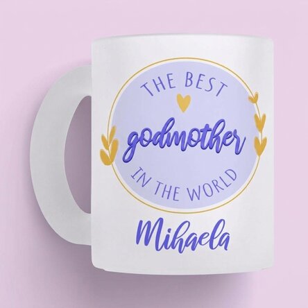 Gepersonaliseerde matglazen beker met tekst - De beste peettante