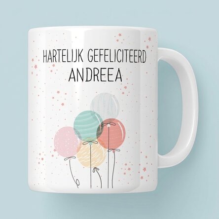 Gepersonaliseerde mok met tekst - Kleurrijke ballonnen