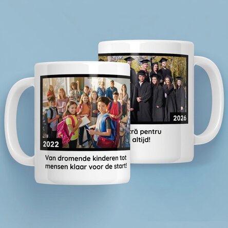 Gepersonaliseerde mok met 2 foto's en tekst - Herinneringen