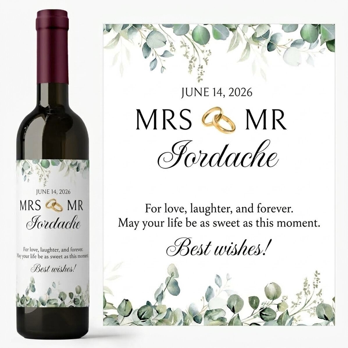 Wijn met gepersonaliseerde boodschap - Mrs & Mr