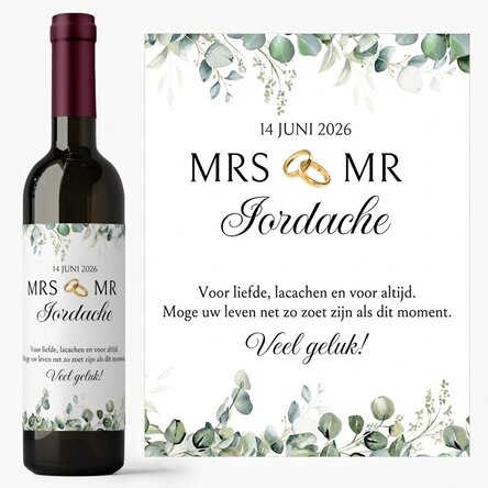 Wijn met gepersonaliseerde boodschap - Mrs & Mr