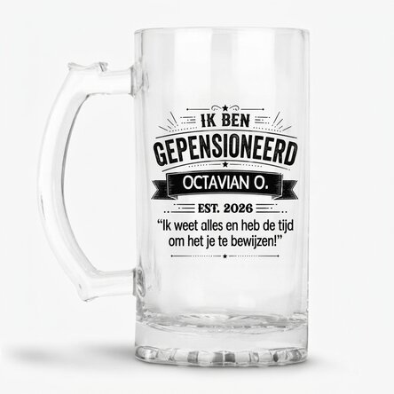 Gepersonaliseerde bierpul met tekst - Gepensioneerd