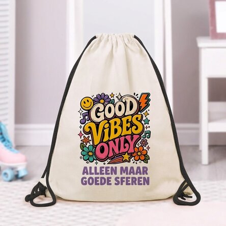 Rugzak met persoonlijke tekst - Good vibes only