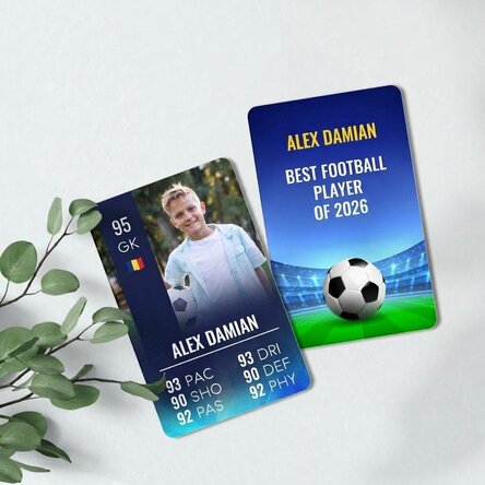 Gepersonaliseerde aluminiumkaart, voor- en achterzijde, met tekst en foto - FIFA