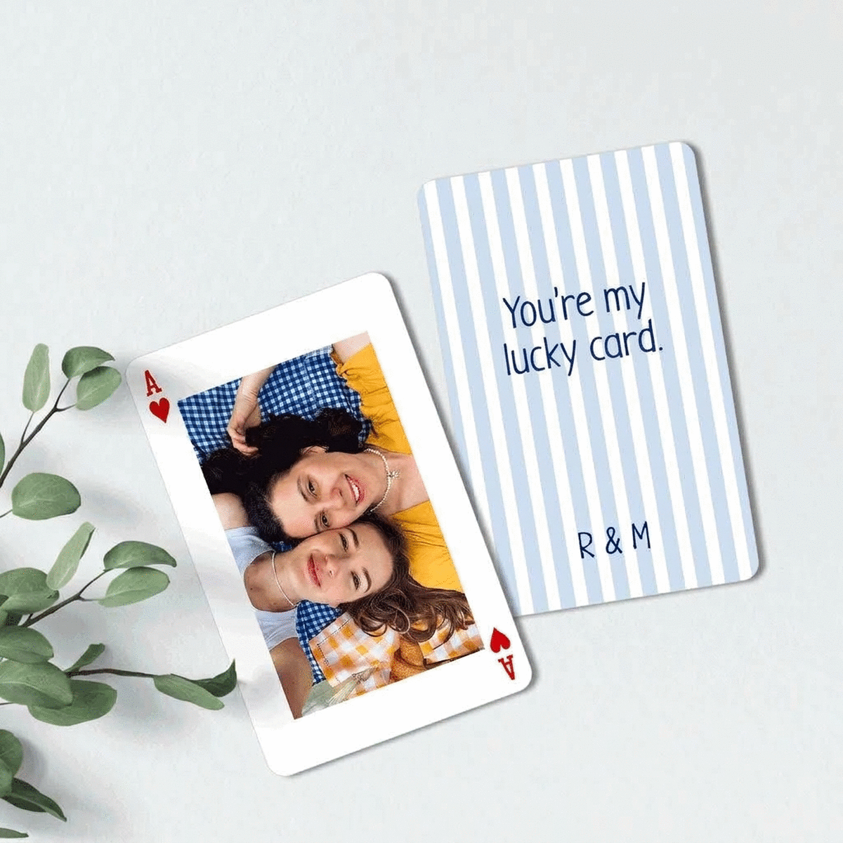 Gepersonaliseerde aluminiumkaart, voor- en achterzijde, met foto en boodschap - Speelkaart