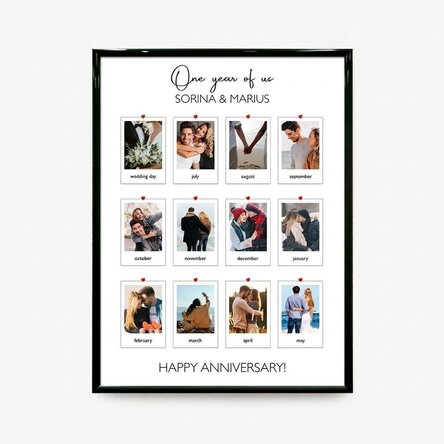 Gepersonaliseerd schilderij met 12 foto's en een boodschap - Our memories
