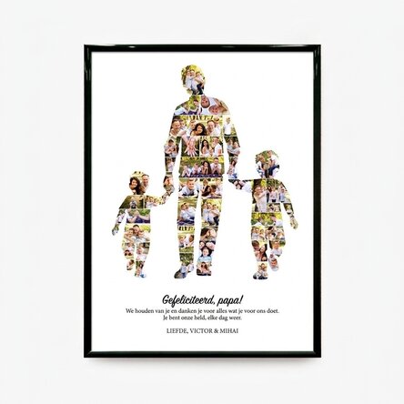 Gepersonaliseerd schilderij met tekst en 49 foto's – Papa, 2 jongens