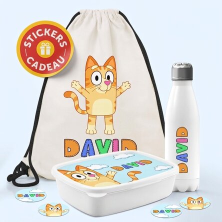 Gepersonaliseerde set voor de kleuterschool of basisschool – Tekenfilmfiguren