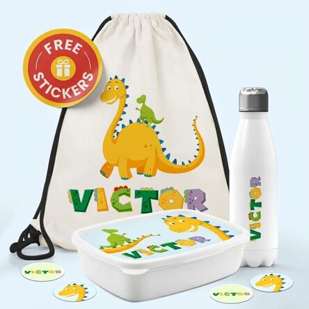 Gepersonaliseerde set voor de kleuterschool of basisschool – Dino