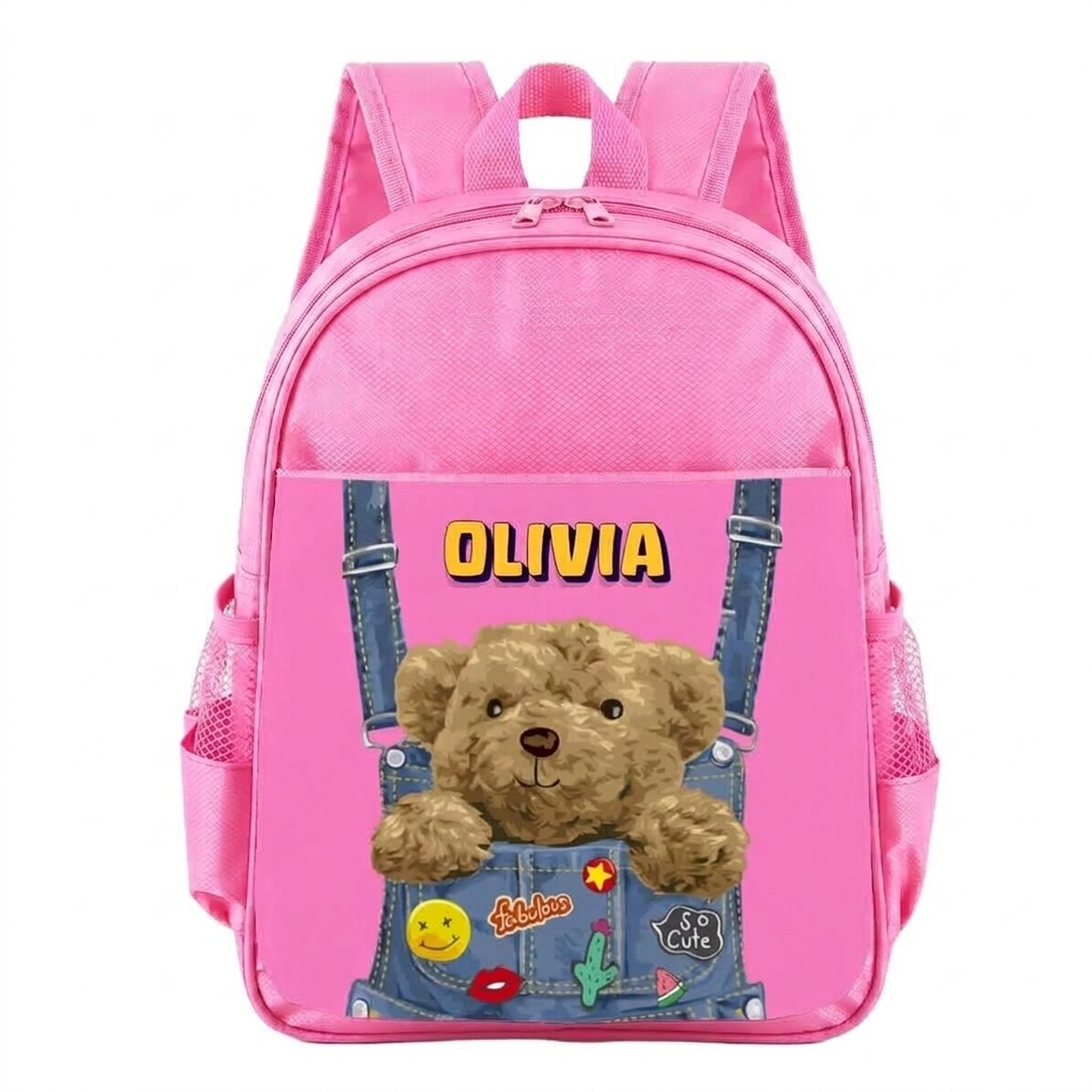 Gepersonaliseerde schooltas met tekst - Beertje