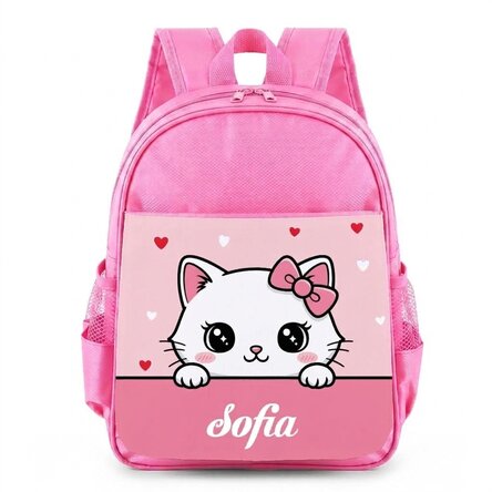 Gepersonaliseerde schooltas met naam - Katje