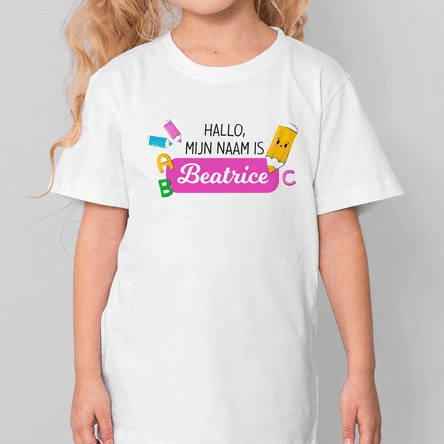 Katoenen T-shirt voor kinderen, gepersonaliseerd met naam - My name is