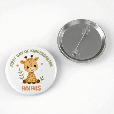 Gepersonaliseerd insigne met tekst voor de kleuterschool - Beestjes