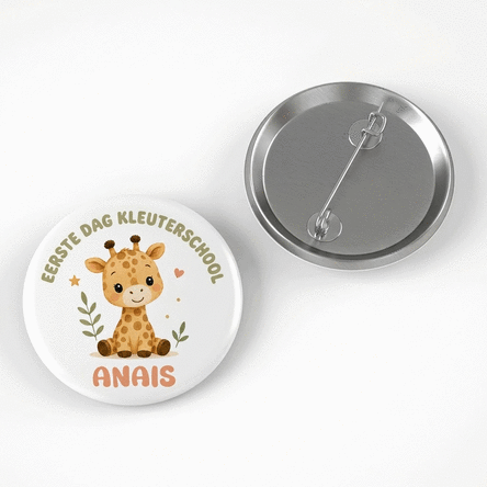 Gepersonaliseerde button met tekst voor de kleuterschool - Beestjes