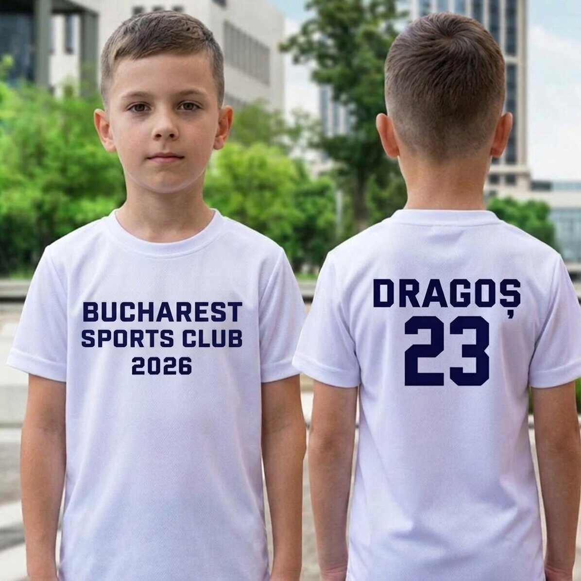 Gepersonaliseerd sportshirt voor meisjes, achterkant met tekst