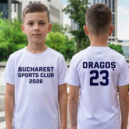 Gepersonaliseerd sportshirt voor meisjes, achterkant met tekst