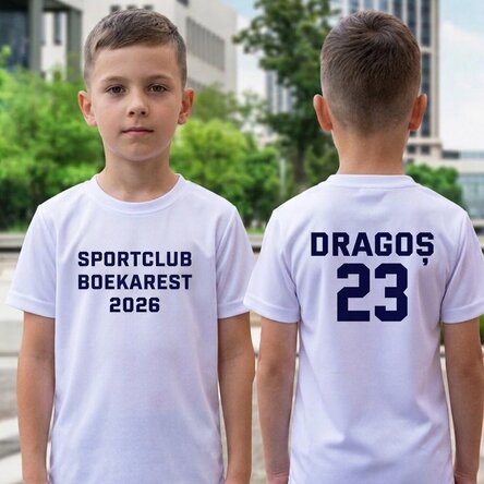 Gepersonaliseerd sportshirt voor meisjes, achterkant met tekst