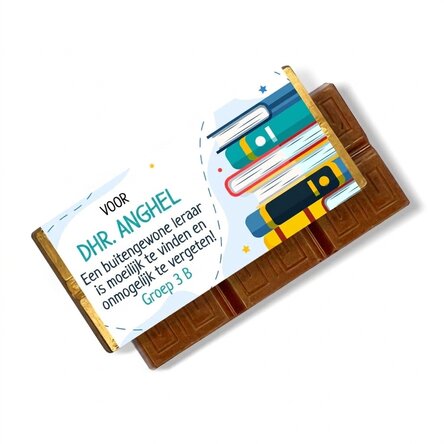 Gepersonaliseerde mini-chocoladereep met tekst voor leraren