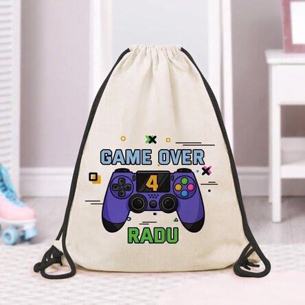 Rugzak met gepersonaliseerde tekst - Game over