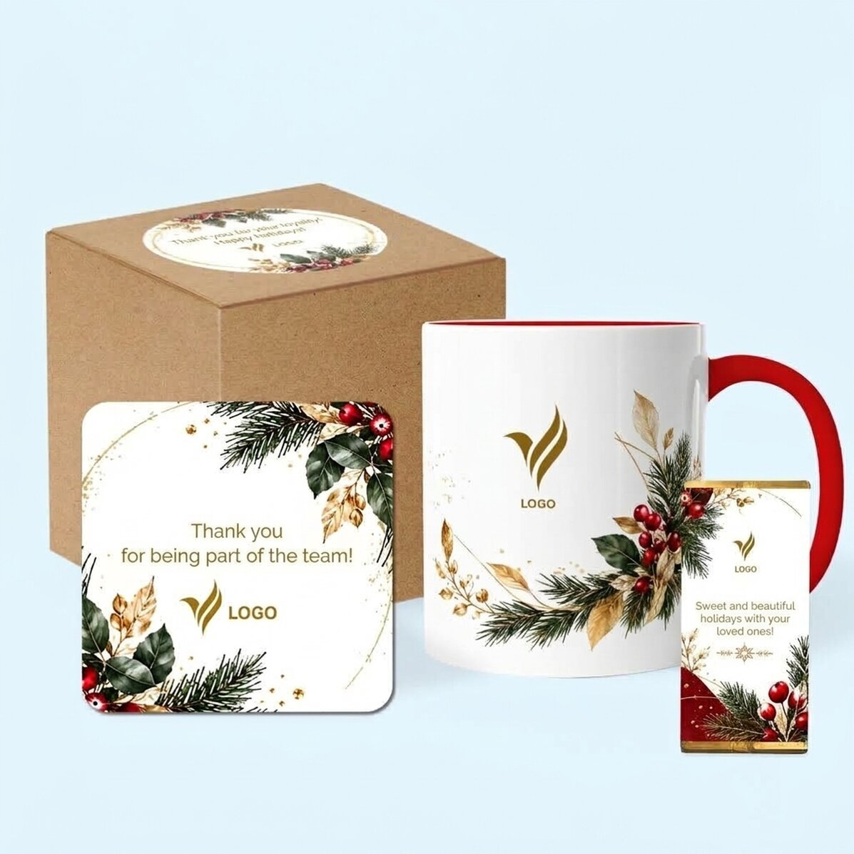 Gepersonaliseerde kerstcadeauset met logo en tekst - Festiv