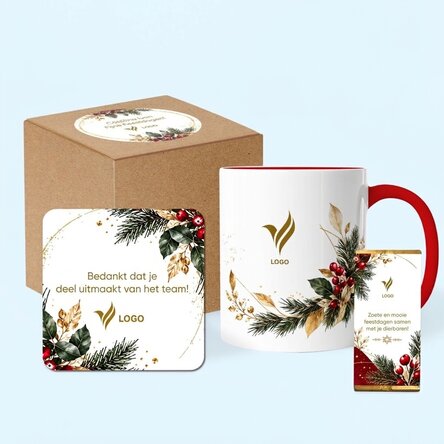 Gepersonaliseerde kerstcadeauset met logo en tekst - Festiv