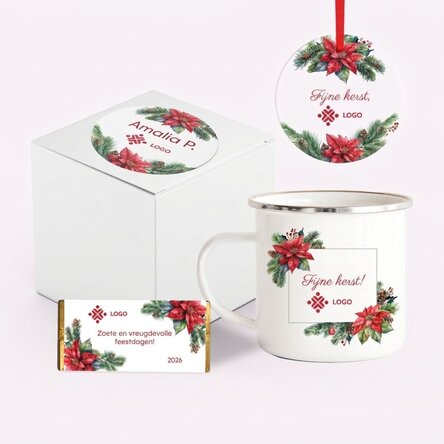 Gepersonaliseerde kerstcadeauset met logo en boodschap - Kerstmis