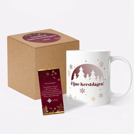 Gepersonaliseerde kerstcadeauset met logo en boodschap - Red Christmas