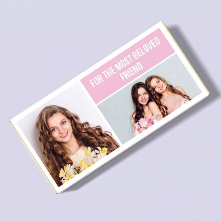 Personalised chocolate with 2 photos and text