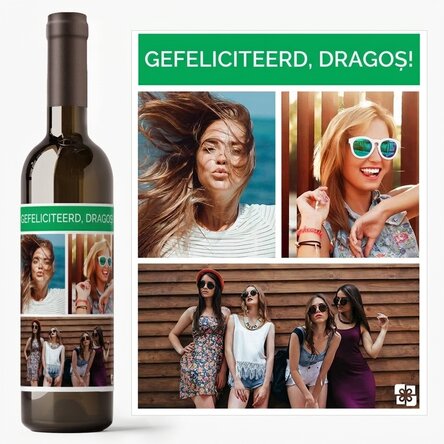 Wijn met 3 foto’s en tekst naar keuze