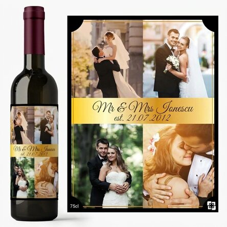 Personalised wine with 4 photos for couples