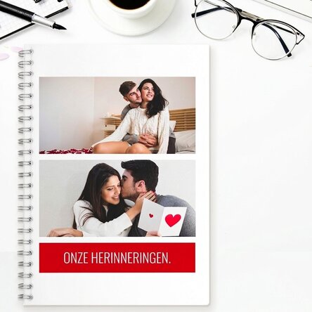 Gepersonaliseerd notitieboekje met 2 foto's en tekst