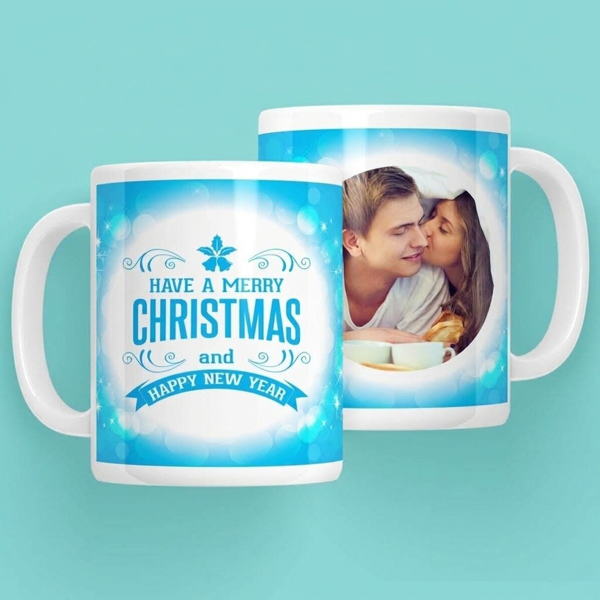 Gepersonaliseerde mok met een foto - Merry Christmas and a Happy New Year