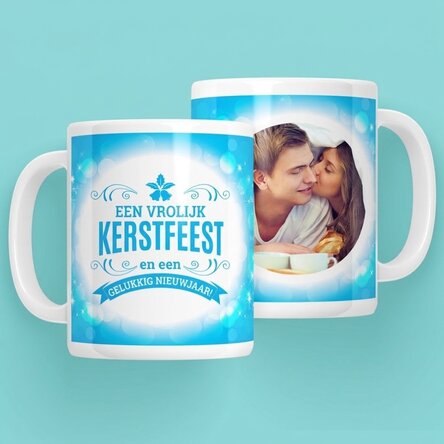 Gepersonaliseerde mok met een foto - Merry Christmas and a Happy New Year