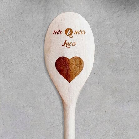 Gepersonaliseerde houten lepel - Mr & Mrs