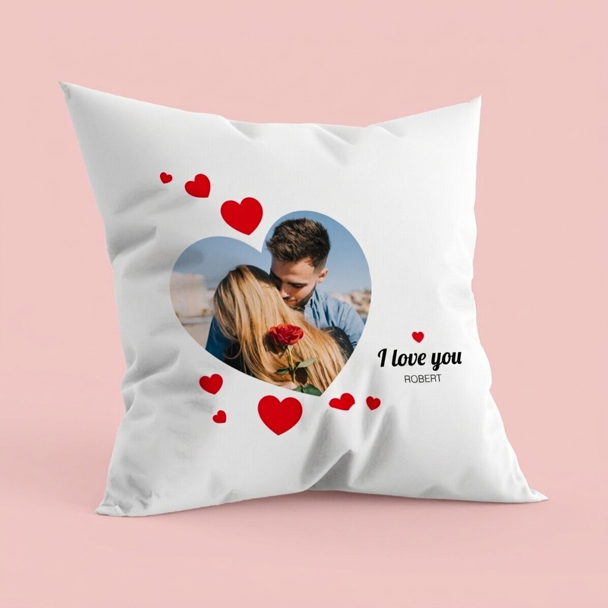 Gepersonaliseerd kussen met een foto - P.S. I love you