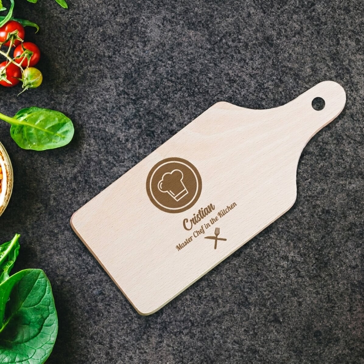 Gepersonaliseerde mini-snijplank – Master Chef in de keuken