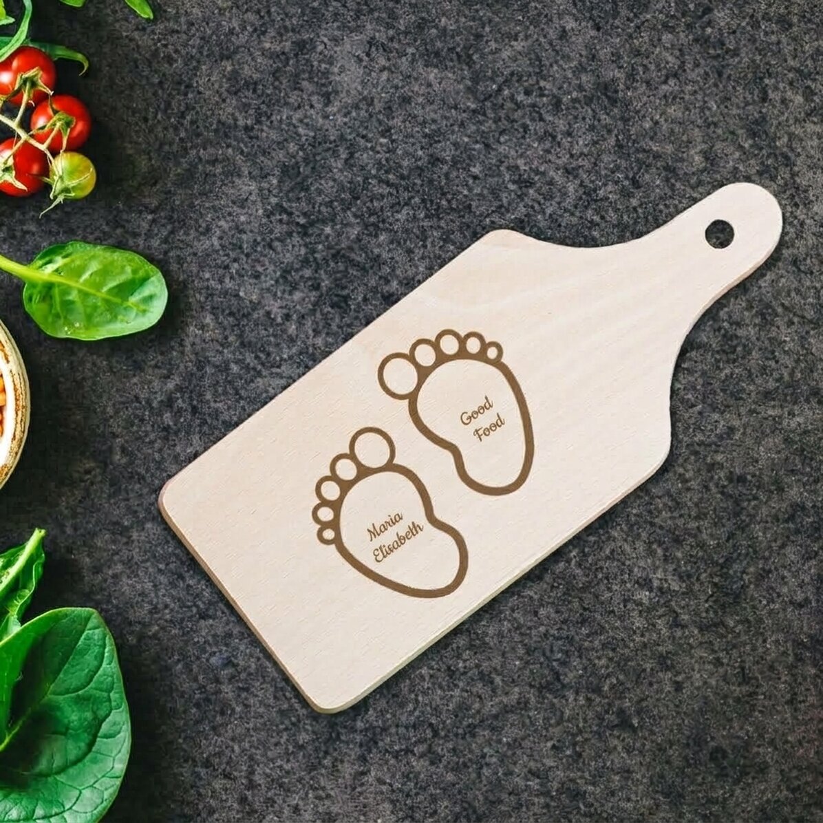Gepersonaliseerde mini-snijplank - Babyvingerafdruk