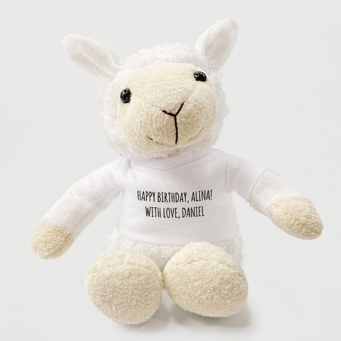 Plus een gepersonaliseerd schaap met een boodschap