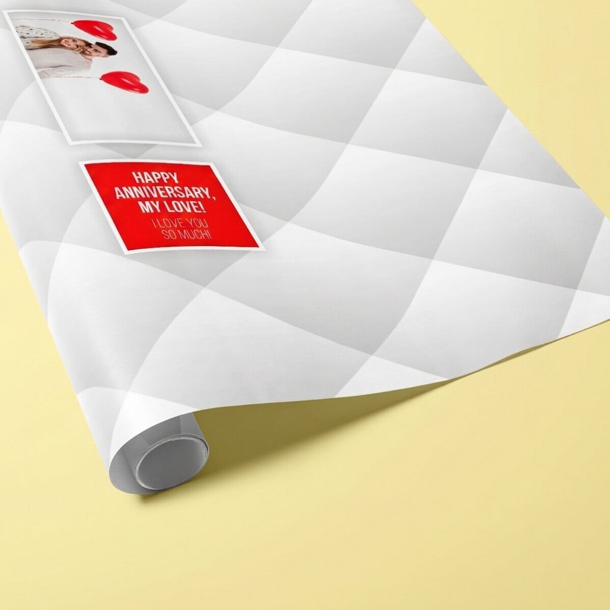 Gepersonaliseerd cadeaupapier met een foto en tekst