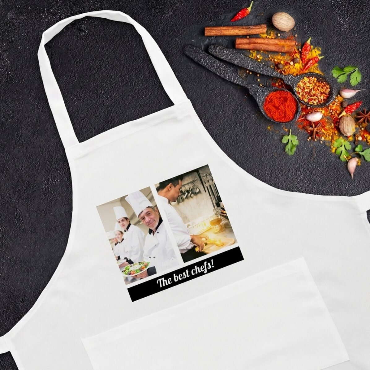 Personalised apron with two photos and text