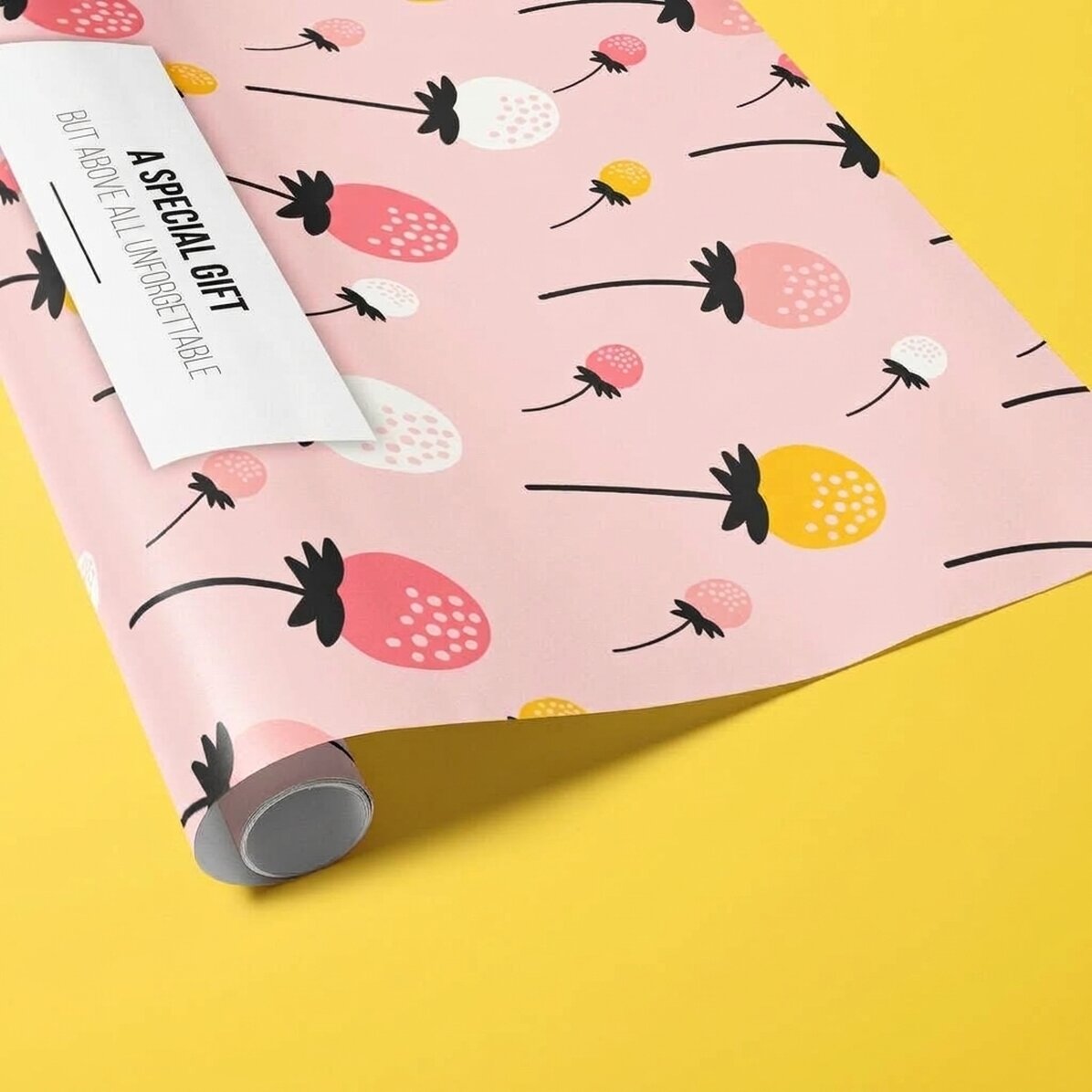 Gepersonaliseerd cadeaupapier met tekst - Roze herfst