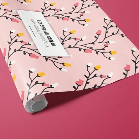 Gepersonaliseerd cadeaupapier met tekst in een kader - Herfstmotief