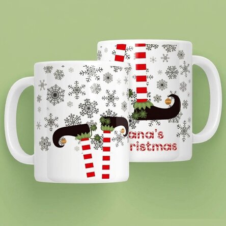 Personalised Elf mug with text - Christmas design